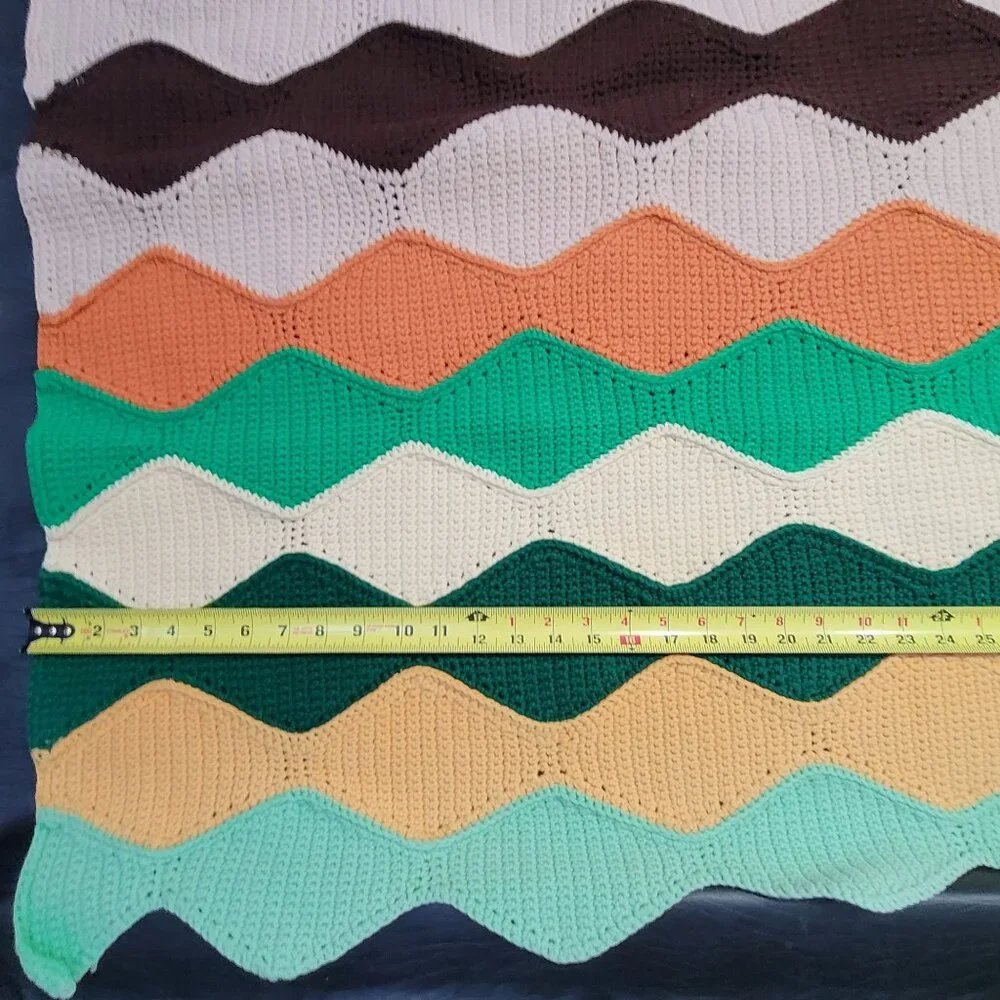 Handmade Crochet Afghan Throw Blanket Multicolor Retro Diamond Harlequin 68x47‎